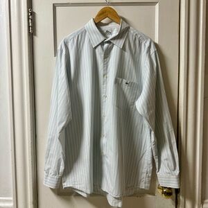 Lacoste Sky Blue Striped Button Down Shirt 100% Cotton